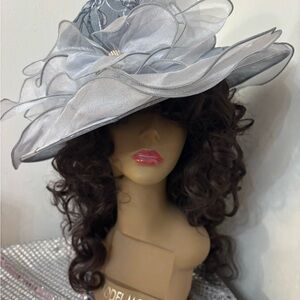 Elegant Silver Women's Hat wedding formal derby
